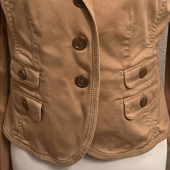 Ann Taylor Loft 4 Front Pocket Tan Blazer Size 4 - Picture 3 of 8